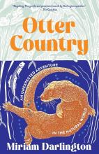 Otter country by Miriam Darlington book cover featuring a drawing of an otter underwater surrounded by fish and cattails.