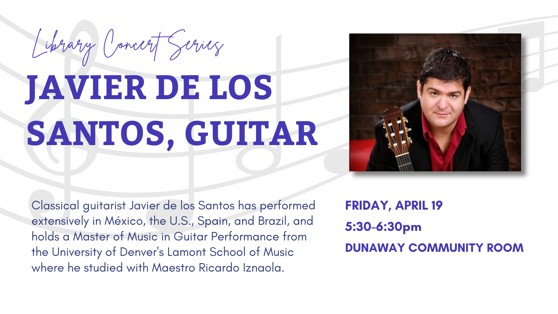 Library Concert Series: Javier de los Santos, guitar