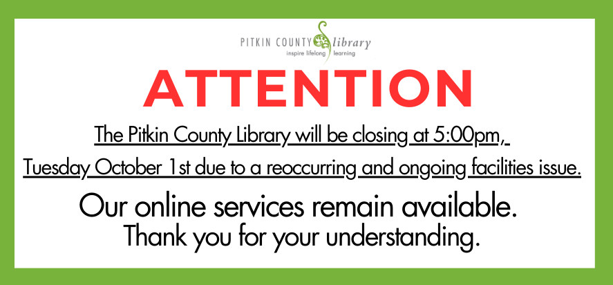 LIBRARY CLOSED 10/1 DUE TO FACILITIES ISSUE 