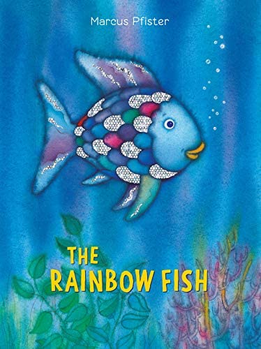 The Rainbow Fish book cover featuring a metallic rainbow fish