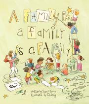 "a family is a family is a family book cover and link to place hold in our catalog"