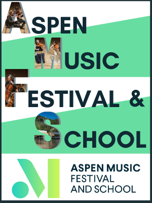"image reading Aspen music festival and school with Aspen music festival and school logo"