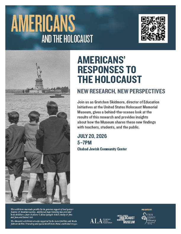 flyer for the Americans and the Holocaust Event at the Chabad Jewish Community Center