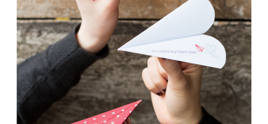 Heart-shaped paper airplanes