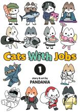 Cats with Jobs book cover shows 14 cats doing different jobs such as music and fishing