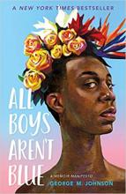 black teen boy with a crown of flowers on their head