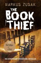 book cover for the book thief by markus zusak