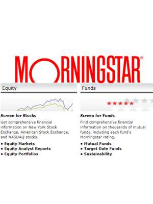text at top reads morningstar and below shows two graphs, one for equity and one for funds